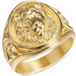 **COI Gold Tone Titanium Lion Ring-8459BB