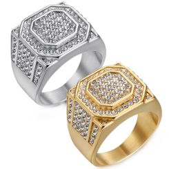 **COI Titanium Gold Tone/Silver Ring With Cubic Zirconia-8473BB