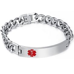 COI Titanium Medical Alert Bracelet With Steel Clasp(Length: 8.26 inches)-8504BB
