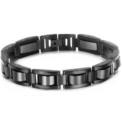 COI Titanium Black/Gold Tone Bracelet With Steel Clasp(Length: 8.66 inches)-8534BB