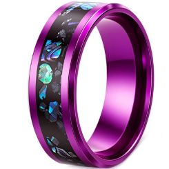 **COI Purple Titanium Abalone Shell Beveled Edges Ring-8546BB