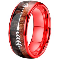 **COI Red Titanium Wood Dome Court Ring With Arrows-8548BB