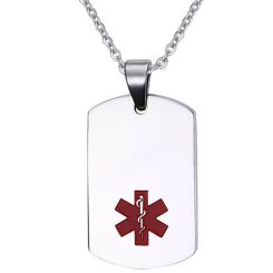 COI Titanium Black/Gold Tone/Silver Medical Alert Pendant-8593BB