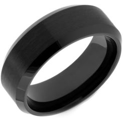 **COI Black Ceramic Pipe Cut Flat NFC Smart Ring For Tesla Model 3 Model Y-8596BB
