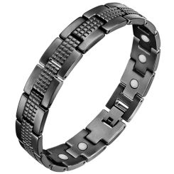 **COI Black Titanium Bracelet With Steel Clasp(Length: 8.26 inches)-8613BB