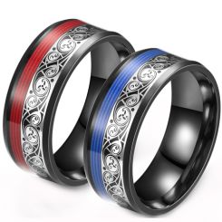 **COI Black Titanium Blue/Red Celtic Ring-8665BB