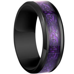 **COI Black Titanium Purple Dragon Beveled Edges Ring-8679BB