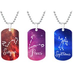 **COI Titanium Rainbow Pride Zodiac Sign Dog Tag Pendant-8725BB
