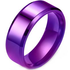 **COI Purple Titanium Beveled Edges Ring-8733BB