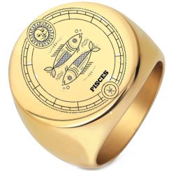 **COI Titanium Gold Tone/Silver Ring With Custom Zodiac Sign-8753BB
