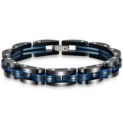 **COI Titanium Black Blue Bracelet With Steel Clasp(Length: 8.27 inches)-8789BB