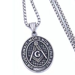 **COI Titanium Black Silver Freemason Masonic Pendant-8825BB