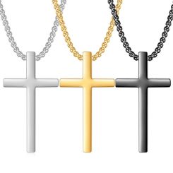 **COI Titanium Black Gold Tone/Silver Cross Pendant-8889BB