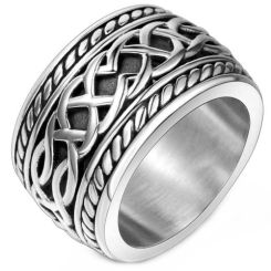 **COI Titanium Black Silver Eternity Celtic Ring-8904BB
