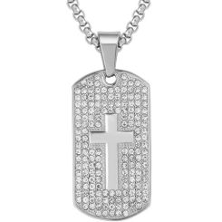 **COI Titanium Cross Pendant With Cubic Zirconia-8921BB