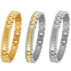 **COI Titanium Gold Tone/Silver/Gold Tone & Silver Bracelet With Steel Clasp(Length: 8.07 inches)-8951BB