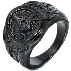 **COI Black Titanium Masonic Freemason Ring-8978BB
