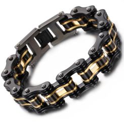 **COI Titanium Black Gold Tone Bracelet With Steel Clasp(Length: 8.27 inches)-8993BB
