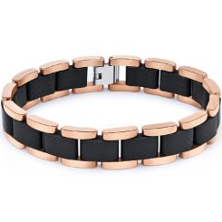 **COI Rose Titanium Carbon Fiber Bracelet With Steel Clasp(Length: 8.14 inches)-8997BB