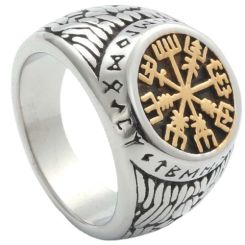 **COI Titanium Black Gold Tone/Silver Viking Ring-9010BB