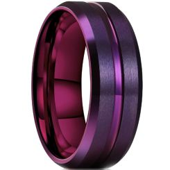 **COI Purple Titanium Center Groove Beveled Edges Ring-9047BB