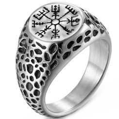 **COI Titanium Black Silver/Black Viking Ring-9058BB