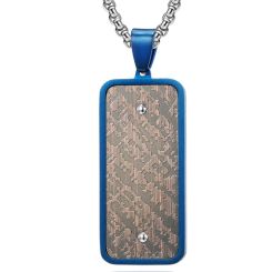 **COI Titanium Black/Blue Silver Dog Tag Pendant-9062BB