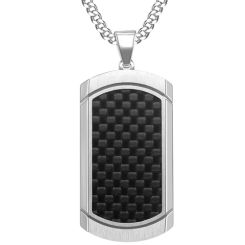 **COI Titanium Dog Tag Pendant With Carbon Fiber-9067BB