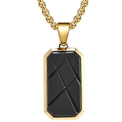 **COI Titanium Black Gold Tone/Silver Dog Tag Pendant-9068BB