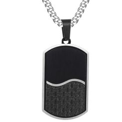 **COI Titanium Black Silver Dog Tag Pendant-9069BB