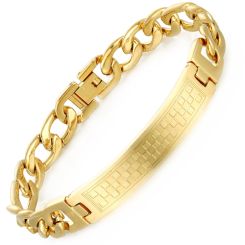 **COI Gold Tone Titanium Checkered Flag Bracelet With Steel Clasp(Length: 8.46 inches)-9077BB