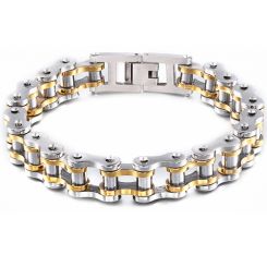 **COI Titanium Silver Black/Gold Tone/Silver Bracelet With Steel Clasp(Length: 8.85 inches)-9095BB