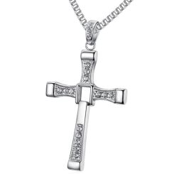 **COI Titanium Cross Pendant With Cubic Zirconia-9096BB