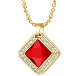**COI Gold Tone Titanium Created Ruby/Sapphire/Emerald/Amethyst Pendant With Cubic Zirconia-9107BB