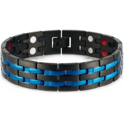 **COI Titanium Black Blue Bracelet With Steel Clasp(Length: 8.46 inches)-9196BB
