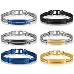 **COI Titanium Black/Blue/Gold Tone/Silver Bracelet With Steel Clasp(Length: 7.87 inches)-9197BB