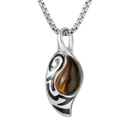 **COI Titanium Black Silver Pendant With Tiger Eye-9261BB