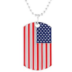 **COI Titanium Blue Red Silver American Flag Tag Pendant-9262BB