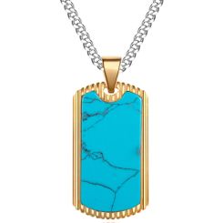 **COI Gold Tone Titanium Pendant With Turquoise-9273BB