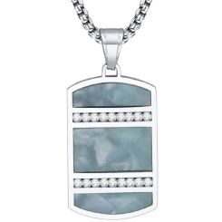 **COI Titanium Abalone Shell Pendant With Cubic Zirconia-9396AA