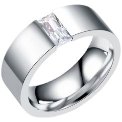 **COI Titanium Solitaire Ring With Cubic Zirconia-9416BB