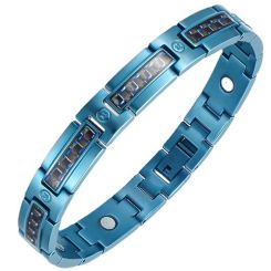 **COI Blue Titanium Carbon Fiber Bracelet With Steel Clasp(Length: 8.27 inches)-9448BB