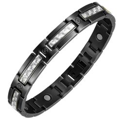 **COI Black Titanium Carbon Fiber Bracelet With Steel Clasp(Length: 8.27 inches)-9449BB
