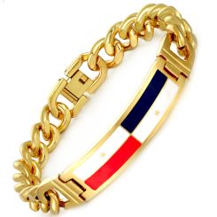 **COI Gold Tone Titanium Black White Red Bracelet With Steel Clasp(Length: 8.07 inches)-9492BB