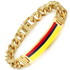 **COI Gold Tone Titanium Black Red Yellow Bracelet With Steel Clasp(Length: 8.66 inches)-9493BB