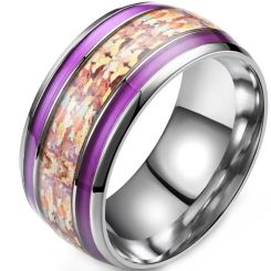 **COI Titanium Silver Purple Dome Court Ring With Camo-9520BB