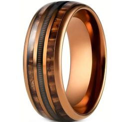 **COI Rose Titanium Wire Dome Court Ring With Wood-9523BB