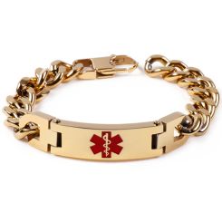 **COI Gold Tone Titanium Medical Alert Bracelet With Steel Clasp(Length: 7.87 inches)-9549BB