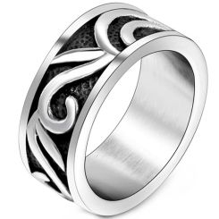 **COI Titanium Black Silver Celtic Ring-9552BB