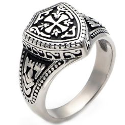 **COI Titanium Gold Tone/Silver Cross Celtic Ring-9553BB